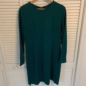 J. Crew Long Sleeve Sheath Dress Women L Green Knit Stretch Wicked Holiday Party